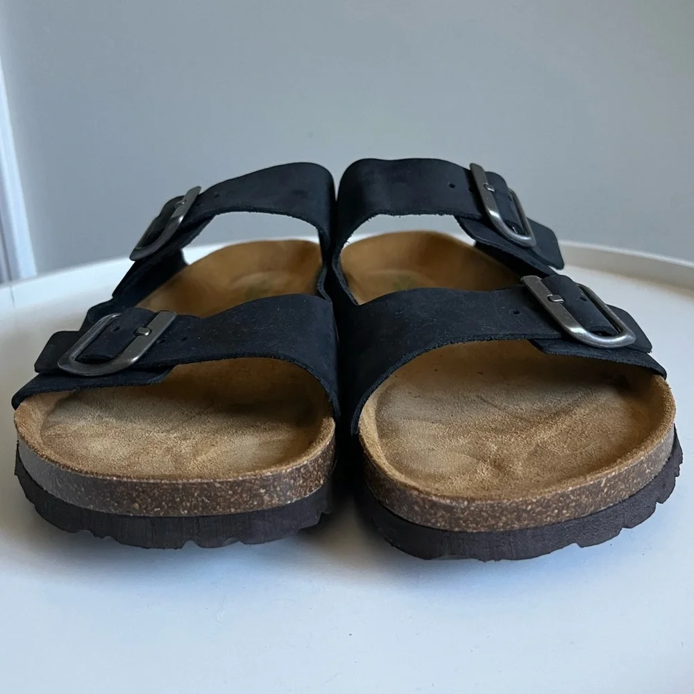 GRUNLAND Black Leather Sandals EU Size 45